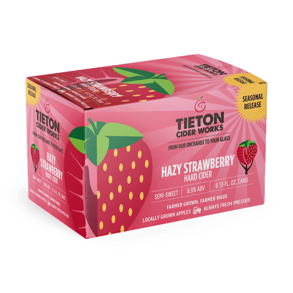 TIETON HAZY STRAWBERRY CIDER 6CN 12 oz